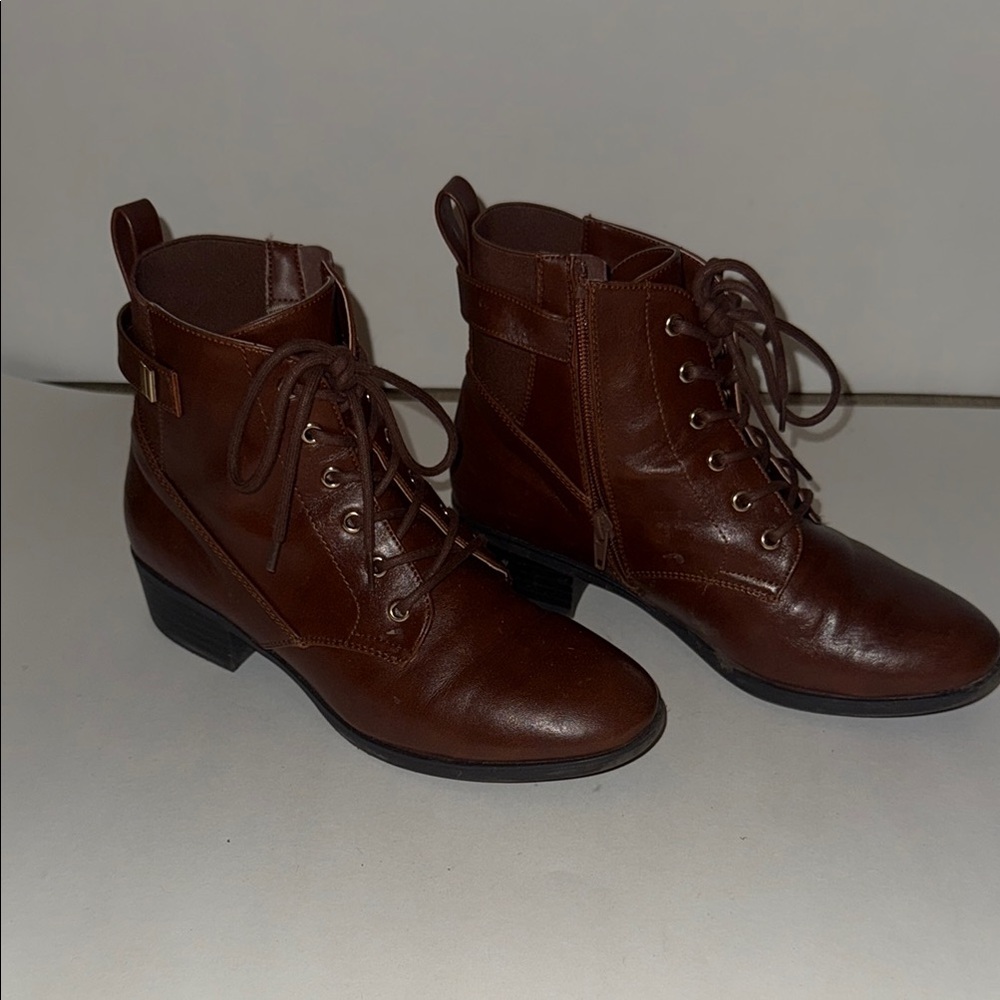 Kelly & Katie Brown Lace Up Boots with Vintage Charm